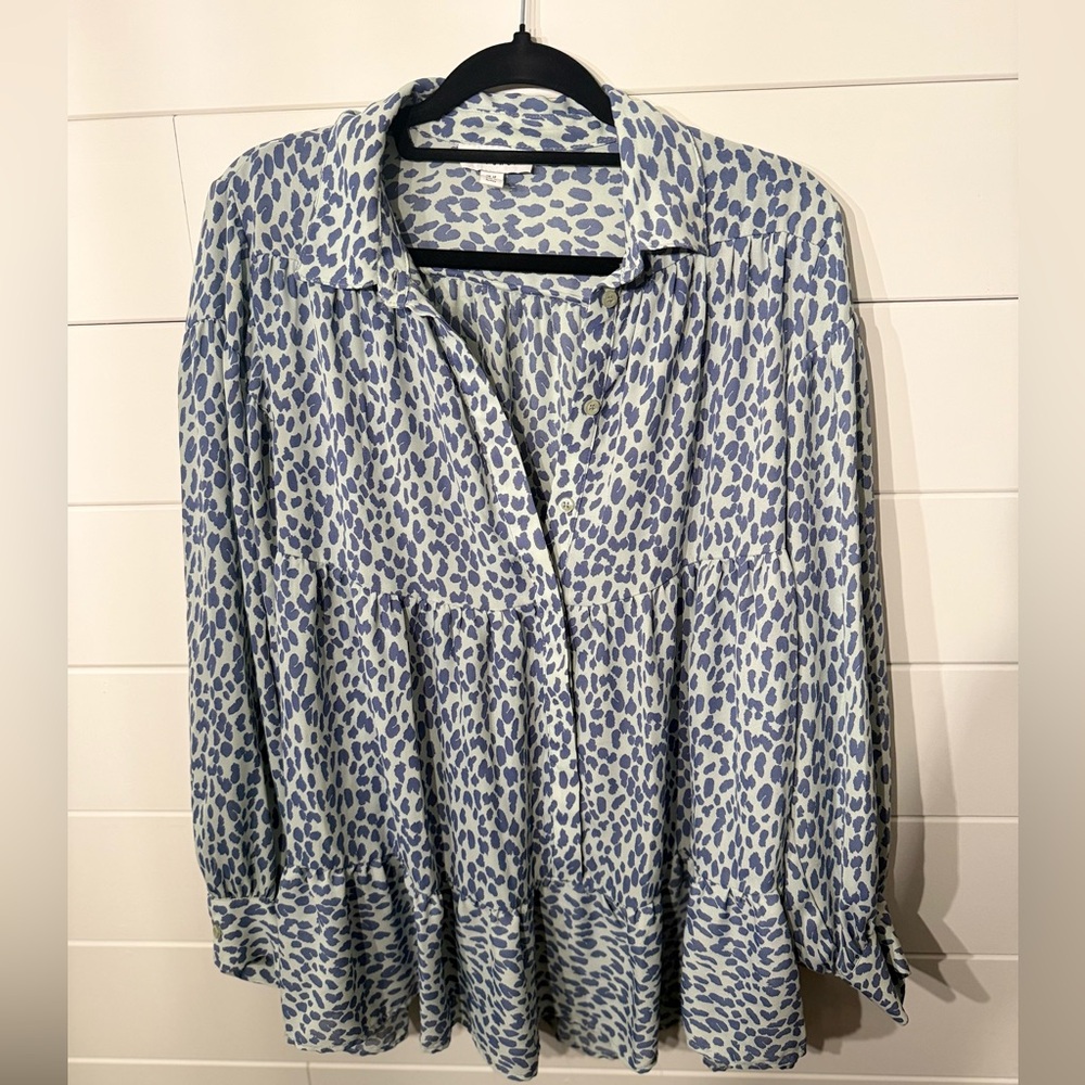 Topshop Blue Spotted Blouse